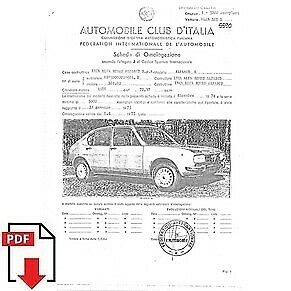 1975 Alfa Romeo Alfasud L FIA homologation form PDF download (ACI)
